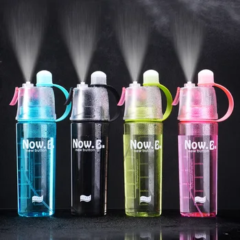 B1707 Custom LOGO Gift 400ML 600ML Drinking Cup Plastic Mist Climbing Spray Bottles Creative Outdoor Sports Spray Water Bottle