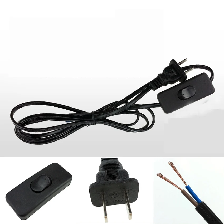 2 Pin Plug Salt Lamp Extension Electric Supply Switch lamp 2 Pin AU Plug Cable ON OFF rocker Switch Braided Cable Power Cord