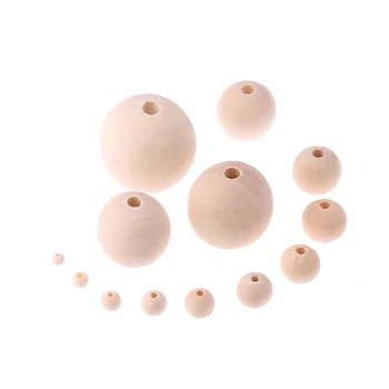 Best Selling Natural Wood Color Round Teething Beads 4-50mm Jewelry Accessory Unfinished Schima Wooden Beads