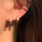 Chain Hoop Statement Zircon Chain Links Huggie Design 925 Silver Hoop Earrings Women