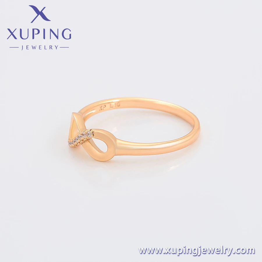 A00901412 xuping fashion Inverted 8 zircon metal diamond ring luxury simple ring jewelry women 18K gold color finger ring
