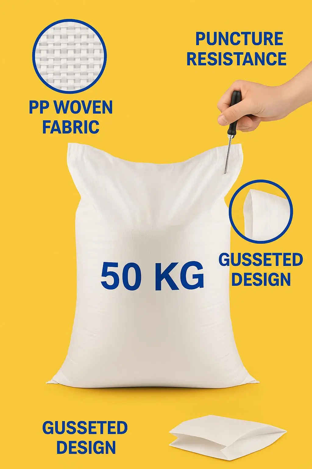 Heavy-Duty 50kg Side Gusset PP Woven Sack with PE Liner Reusable for Moisture-Proof Storage of Flour Rice Fertilizer and Seed - detail 4