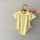 Kids Romper Toddler Kids Boys Girls Baby Solid Modal Pajamas Basic Short Sleeve 1 Piece Baby Clothes Romper