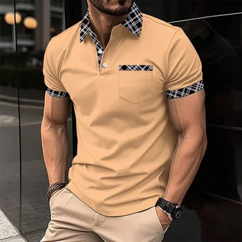 High quality short sleeved polo shirt casual men's clothing wholesale slim fit  patchwork polo shirt