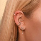 Huggie Hoop 925 Hoop Fashion Jewelry 925 Sterling Silver Cubic Zircon Star Gold Plated Huggie Hoop Earrings
