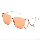 Butterfly Orange Butterfly Square Metal Chain Frame Gold Orange Unique Sunglasses 2021 Sun Glasses Women