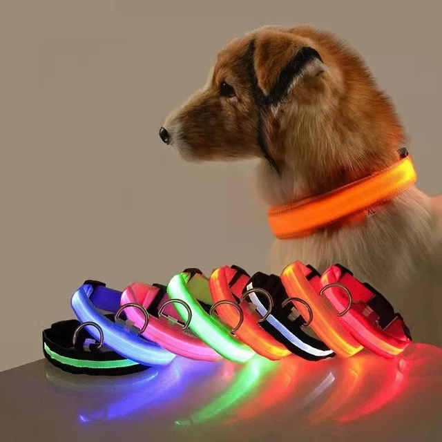 Wholesale new luminous collar light pet ring with LED light pet dog collar