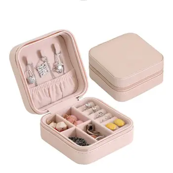Box Organizer Display Travel Jewelry Case Boxes Earring Holder Leather Portable Storage Zipper Jewelers
