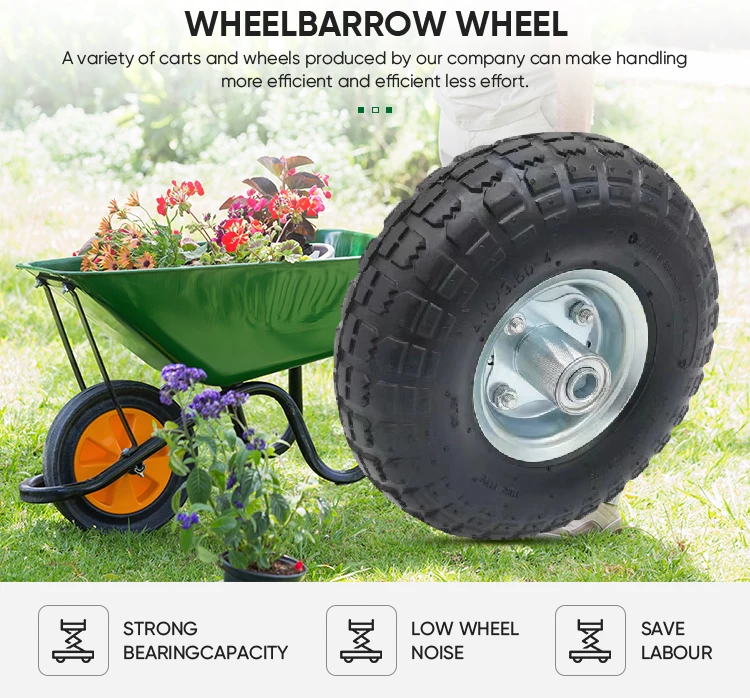 Custom Heavy Duty Wheelbarrow Wheels Trolley Wheel Pneumatic Tire 3 00