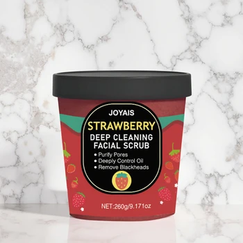 OEM Private Label Natural Cream Salt Strawberry Facial Scrub Organic Lightening Skin Brightening Exfoliating Face Bath