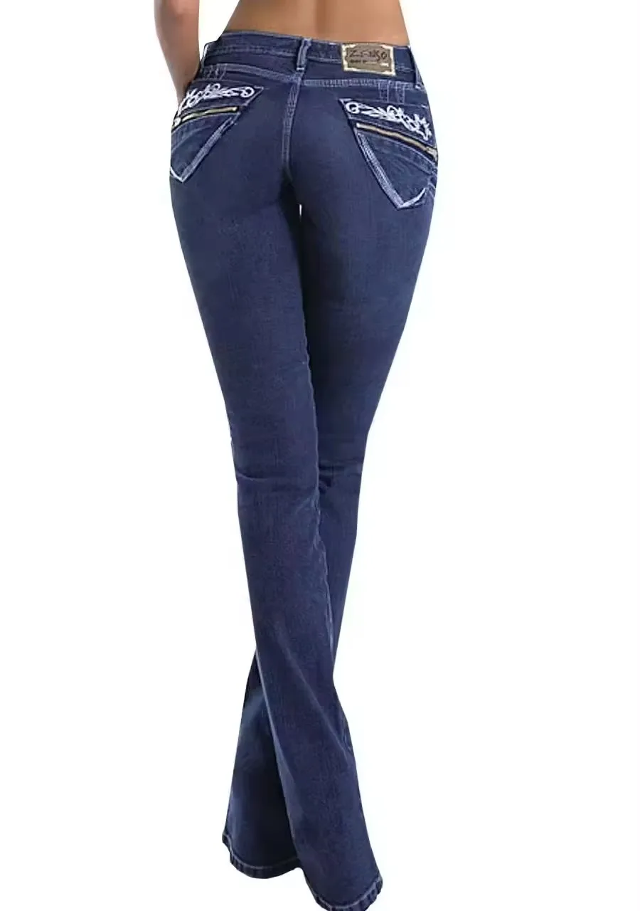 Women's Jeans Mid-waist straight leg tight elastic lightweight Belly control Stylish women's jeans 2024