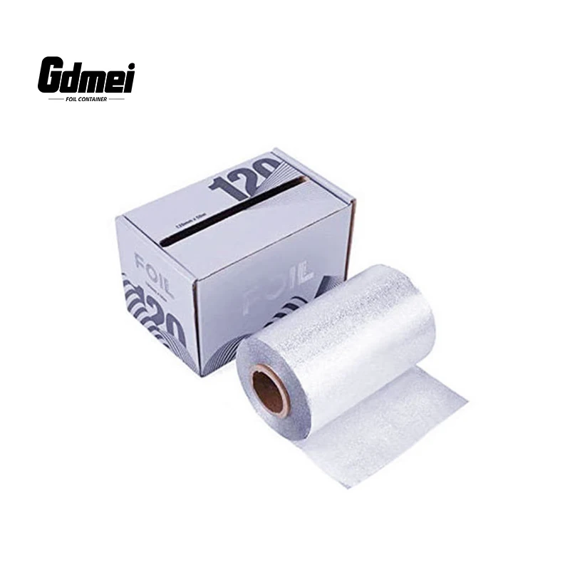GDMEI Custom Print/Embossed Pop up Foil Sheets Hairdressing 50m 100m Aluminum Hair Foil Paper Rolls for Beauty Salon