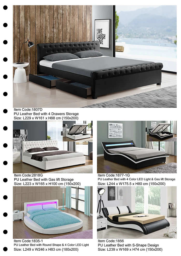 Willsoon Furniture Modern Bed Design With Button Side Wing Double King