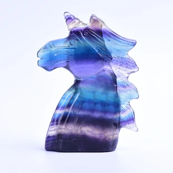 Natural Fluorite Unicorn Crystal Figurine Healing Gemstone Fluorite Unicorn Statue Ornametns Gift