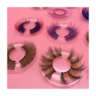 Factory Price 25mm Fluffy Mink Full Strip Colored Lashes Eyelash Packaging Box Eyelash Book