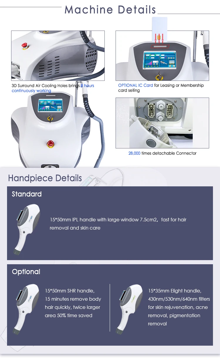 Multi functional OPT IPL laser depilation face lift to remove wrinkles laser ipl machine for sale depilation ipl