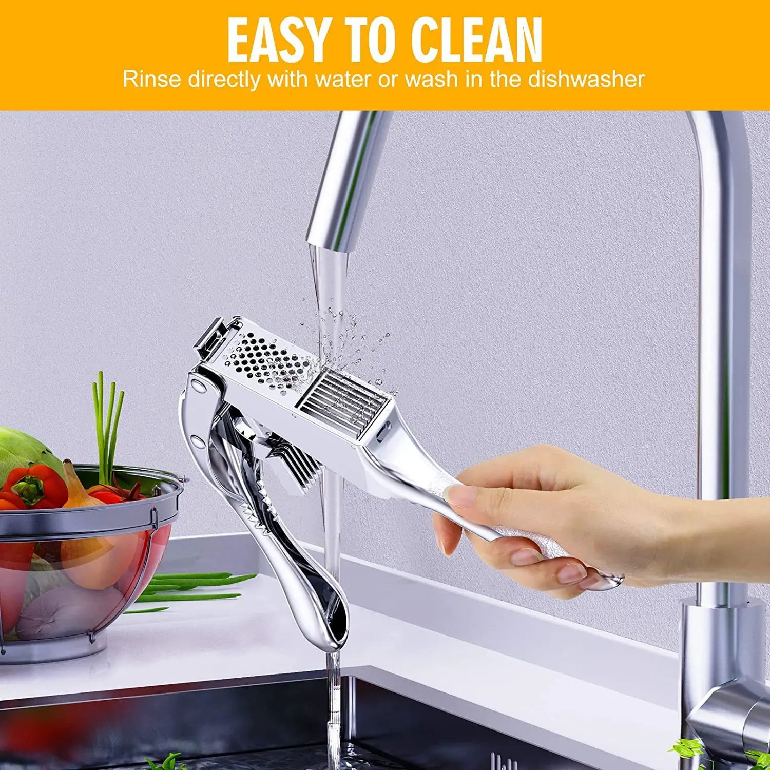 New Arrival  2 in 1 Multi-function Aluminium Alloy Garlic Press Kitchen Accessories Crusher Chopper