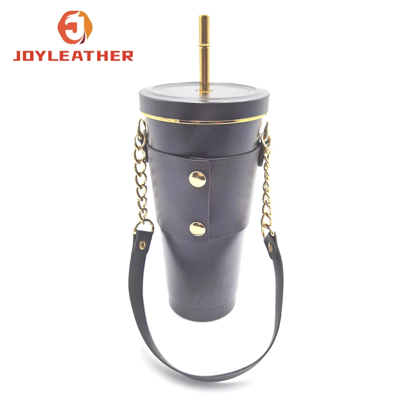 Portable PU Leather Cup Covers With Handle Coffee Cup Reusable Holders Outdoor Travel Water Cup Accessories