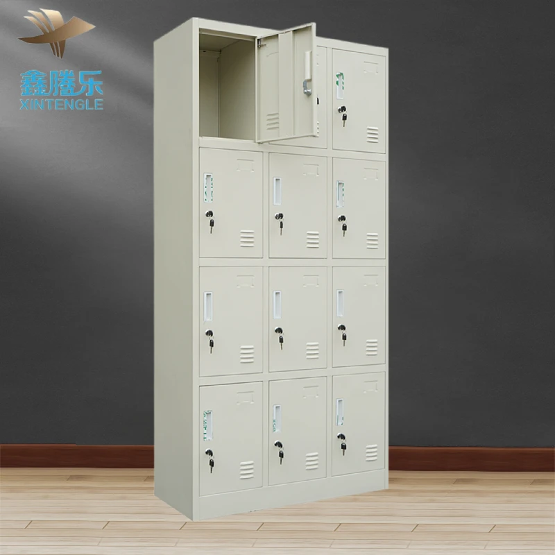 Factory compartments cabinet wardrobe door hot sale 12 doors steel metal gym iron locker cabinet