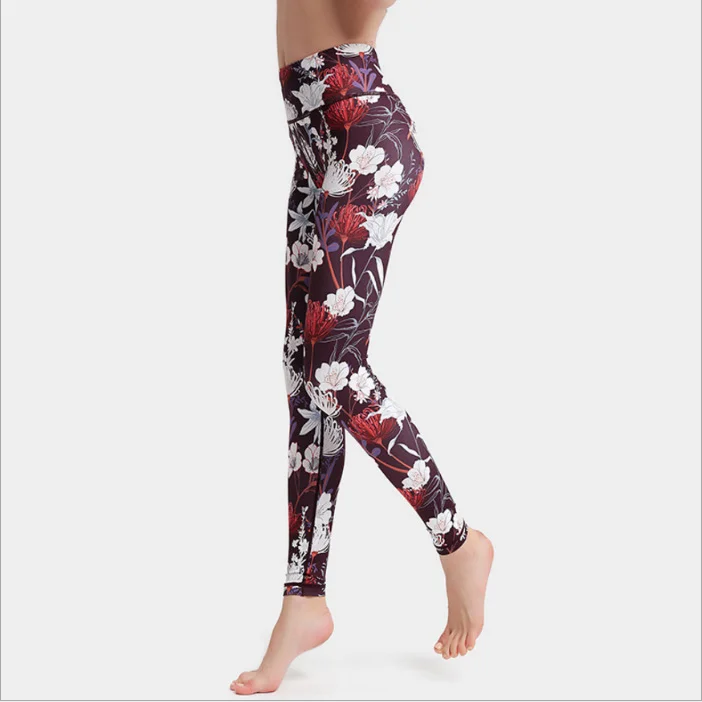 Hip-lifting high-waist outer wear gym printed yoga stretch tight-fitting quick-drying sportswear cropped pants