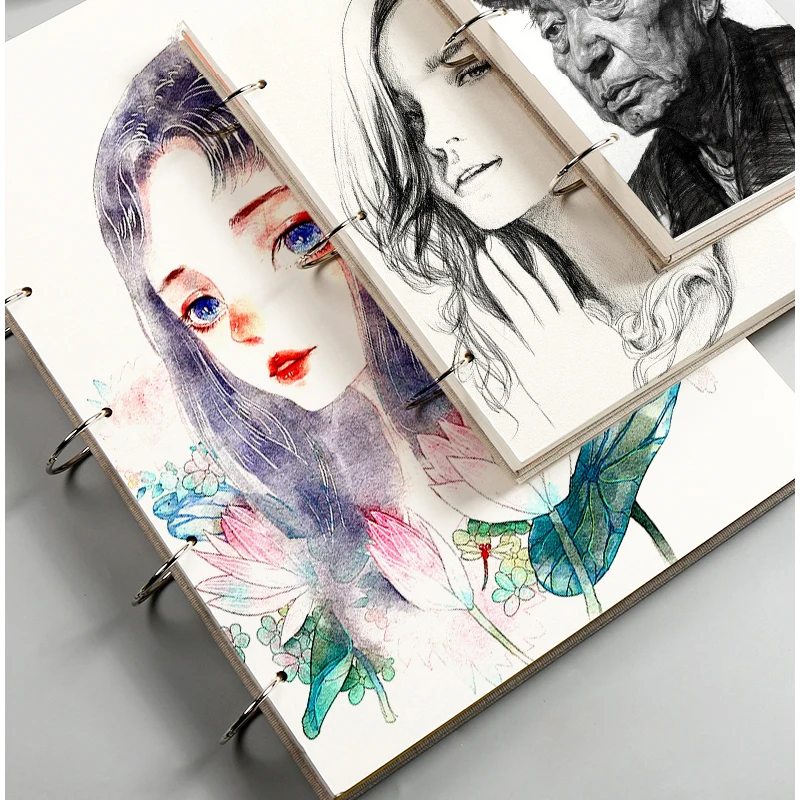New Design Watercolor Sketch Notebook Custom Loose Leaf Binding Book Student Painter Sketchbook for Artist