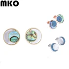 Shell Earring Hot Sale Custom Fashion Jewelry Silver Shell Fynchenite Moon Natural Stone Stud Earring For Women Gift