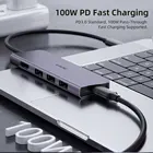 Hub Slim Aluminum Alloy 5 In 1 USB Type C Hub Adapter 4K HDMI 100W Charging Multifuncional Hub USB C For Pc