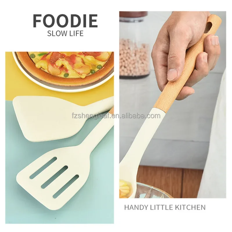 product white 7 piece novelty food grade silicone kitchen utensil set with spoons and spatula durable kitchen tools-4