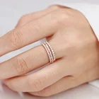 Ring Ring Wedding Luxury 14k Rose Gold Wedding Band Moissanite Baguette Stacking Ring For Anniversary
