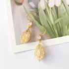 Antique Earrings Earring Earrings Custom Antique Earrings Leaf-shaped Hollow Design Gold Hook Rhinestone Earring Hoops