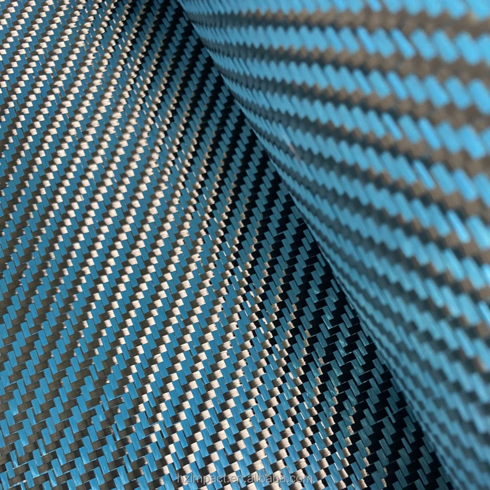 Lake Blue 1+1 Mixed for Kevlar + Carbon Fiber 3K Carbon Aramid Hybrid Fabric Waterproof Woven for Upholstery Car Lake Blue 1+1 Mixed for Kevlar + Carbon Fiber 3K Carbon Aramid Hybrid Fabric Waterproof Woven for Upholstery Car