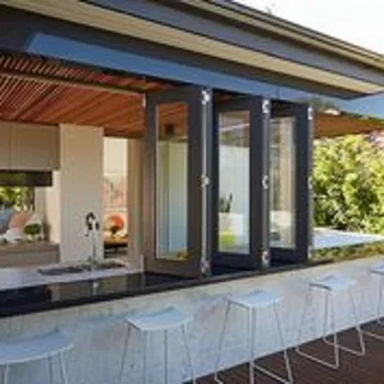 Alufront Modern Stainless Steel Bifold Folding Glass Windows Thermal Insulation Windproof for Villa Hotel Use 5-Year Warranty