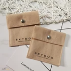 Velvet Bag Custom Suede Jewelry Makeup Envelope Flap Pouch Velvet Jewellery Gift Bag With Button Wholesale
