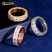 Iced Out Hip Hop Men Jewelry Emerald Cut 3*4mm Diamond Cuban Ring VVS Moissanite 925 Silver Ring for Men GRA Certificate