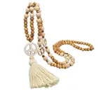 Bead Bohemian Handmade Long Retro Crystal Turquoise Shell Wooden Bead Necklace