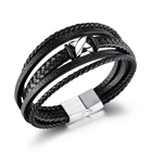Leather Bracelet Bracelet Stylish Charm Magnetic Black Brown Men Multilayer Leather Woven Bracelet Jewelry