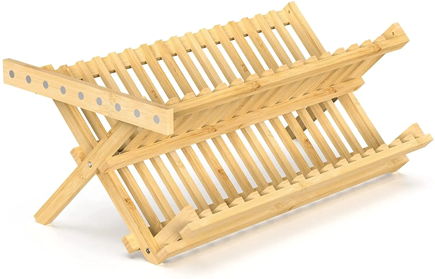 product wholesale bamboo 2 tier dish drainer collapsible kitchen dish storage rack dish rack drainer-2