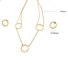 Round Necklace New Fashion 18K Gold Plated Stainless Steel Round Wedding Necklace Earrings Jewelry Set For Women