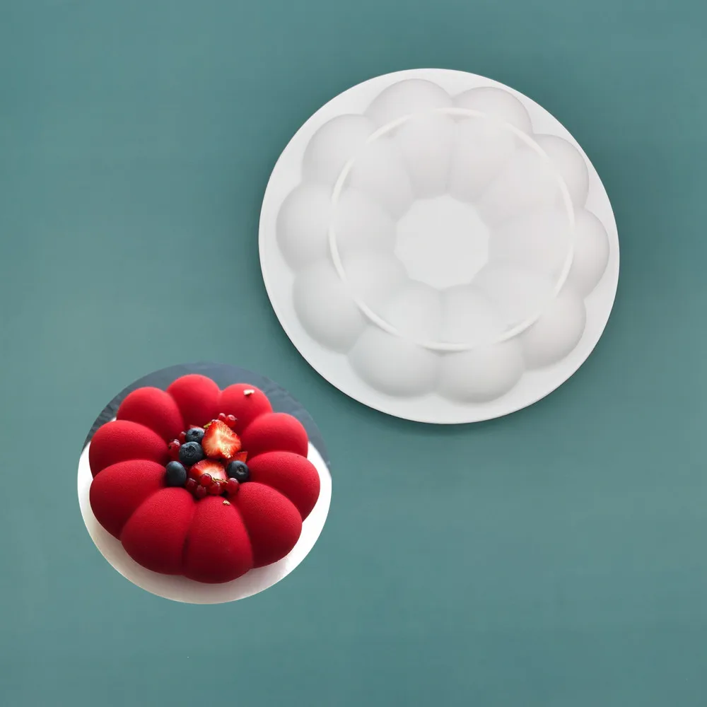 French Dessert Dim Sum Mould White Round Hollow Petal Silica Gel Baking Cake Mould Made of Durable Silicone supplier
