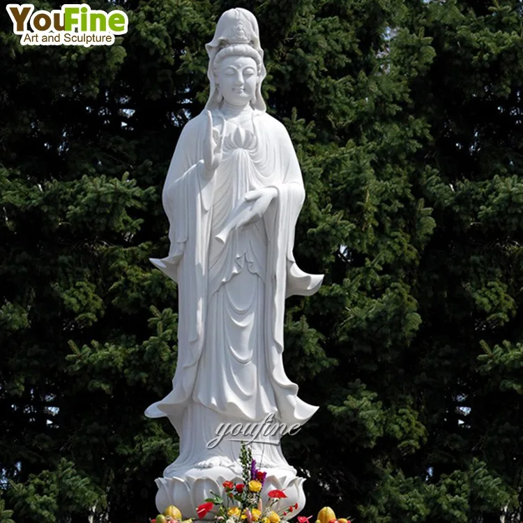 High Quality Large White Chinese Marble Guan Yin Buddha Statue