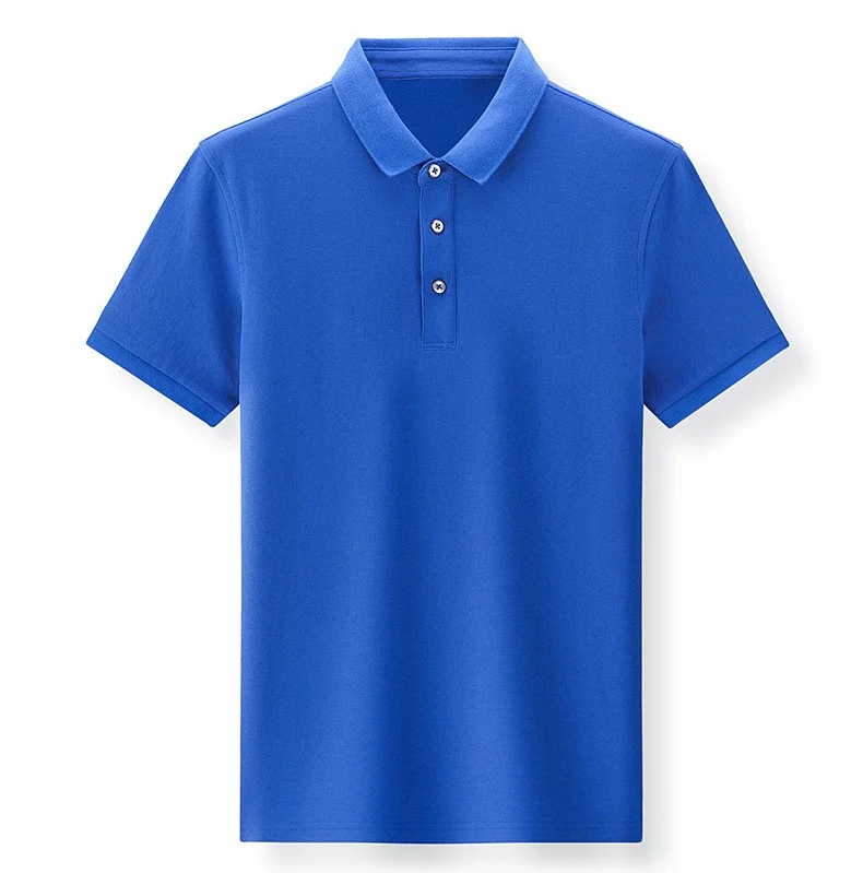 65% Cotton Men Polo Lapel Collar Short Sleeve Button T-shirt Polo Shirt Casual Men's Pullover Tops Tees Clothes Casual T-shirt