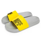 Wholesale Orange Yellow Black Anti Slip Plastic Shower Men PVC Eva Different View Print Soft Cleap Stock Beach Sandal Slipper