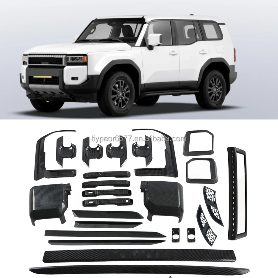 product exterior trims kit for toyota 2024 land cruiser prado lc250 door cup protector handle front fog lamp rear mirror gas tank cover559-3