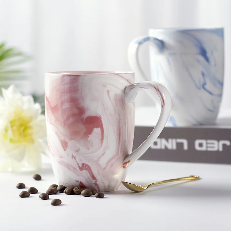 Customized Marbling Pattern Wedding Hand Gift Pink Coffee Milk Ceramic Mug Creative Marble Design Handmade Ceramic Mug