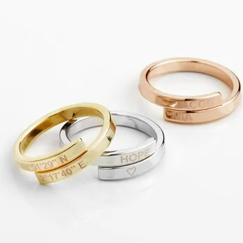 jewelry 2021 Minimalist daily wear jewelry 18K gold Baby Ring custom name English letter ring for women