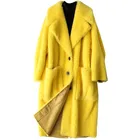 Coat 2021 Italy Style Teddy Design Women Oversize Long Warm 100% Real Sheep Lamb Fur Cashmere Coat