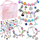 Charm Silver Charms DIY Charm Bracelet Making Kit For Girls Silver Jewelry Bracelet Colorful Beads Charms Bracelet Supplies