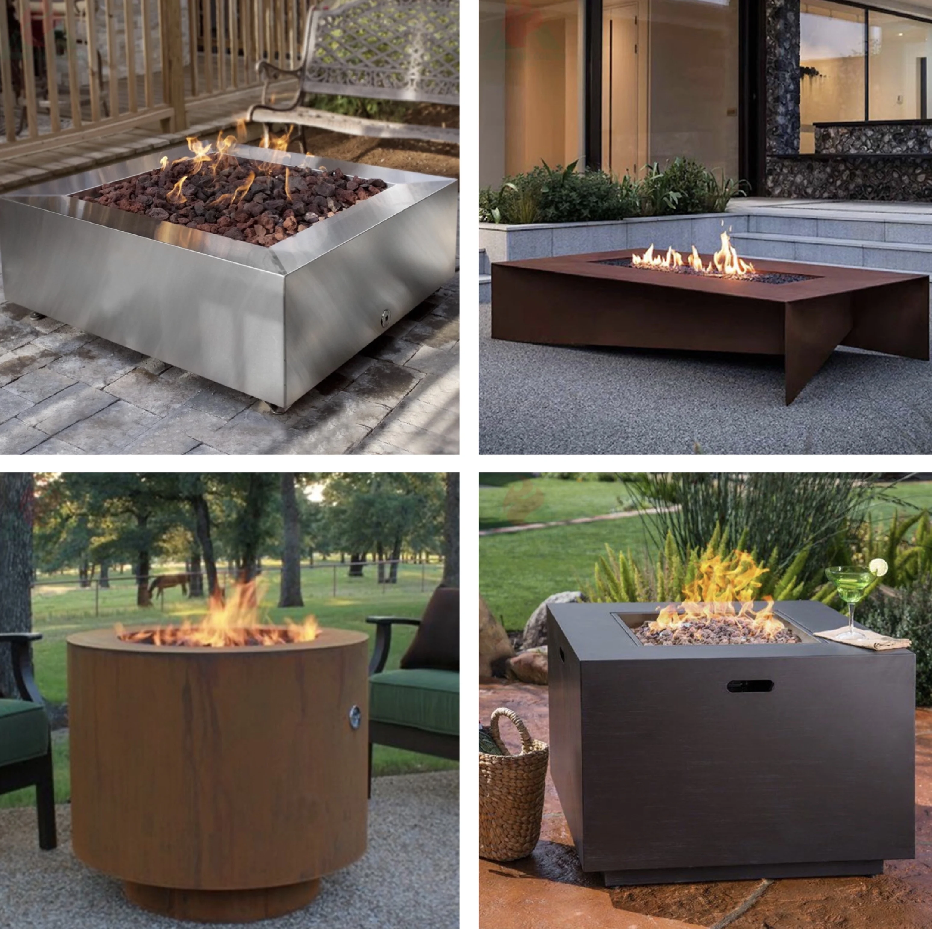 Outdoor Gas Fire Pit Table Corten Steel Bbq Gas Grill Bbq Grill Gas