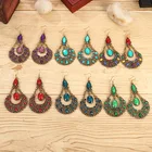 Indian Earrings Bohemian Indian Style Retro Exaggerated Temperament Water Drop Texture Hollow Earrings