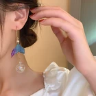Drop Blue Earring Earrings Ball Earrings New Design Crystal Ball Drop Blue Long Tail Earring